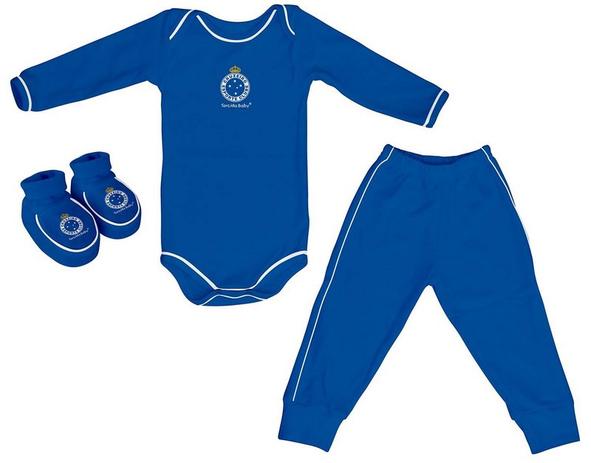 Kit Bebê Cruzeiro 3 Peças Longo Azul - Torcida Baby Menor preço em Kit Bebê Cruzeiro 3 Peças Longo Azul - Torcida Baby
