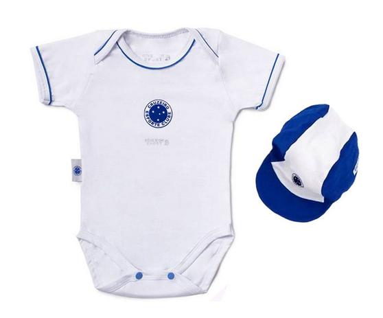 Kit Bebê Cruzeiro com Body e Boné Oficial - Revedor Menor preço em Kit Bebê Cruzeiro com Body e Boné Oficial - Revedor