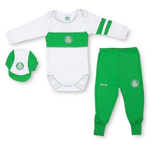 Kit Bebê Palmeiras Com Body Calça Boné Oficial - Revedor Menor preço em Kit Bebê Palmeiras Com Body Calça Boné Oficial - Revedor