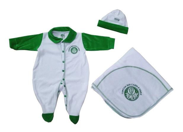 Kit Bebê Palmeiras Macacão Manta e Gorro Plush - Oficial - Revedor Menor preço em Kit Bebê Palmeiras Macacão Manta e Gorro Plush - Oficial - Revedor