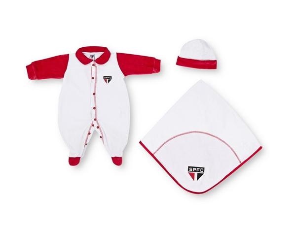 Kit Bebê São Paulo Macacão Manta e Gorro Malha Oficial - Revedor Menor preço em Kit Bebê São Paulo Macacão Manta e Gorro Malha Oficial - Revedor