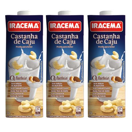 Kit BEBIDA DE CASTANHA DE CAJU IRACEMA - 03 X 1000ML - Globalbev Menor preço em Kit BEBIDA DE CASTANHA DE CAJU IRACEMA - 03 X 1000ML - Globalbev