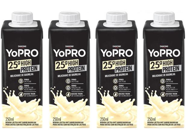 Kit Bebida Láctea YoPRO Milkshake de Baunilha - Sem Lactose Zero Açúcar 250ml 4 Unidades Menor preço em Kit Bebida Láctea YoPRO Milkshake de Baunilha - Sem Lactose Zero Açúcar 250ml 4 Unidades