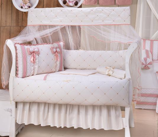 Kit Berço 10 Peças C/saia E Almofada E S/ Mosq. - Essence - Mariana baby confecções Menor preço em Kit Berço 10 Peças C/saia E Almofada E S/ Mosq. - Essence - Mariana baby confecções