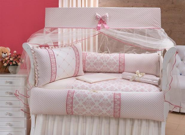 Kit Berço 10 Peças Com Almofada De Amamentação - Charme - Mariana baby confecções Menor preço em Kit Berço 10 Peças Com Almofada De Amamentação - Charme - Mariana baby confecções