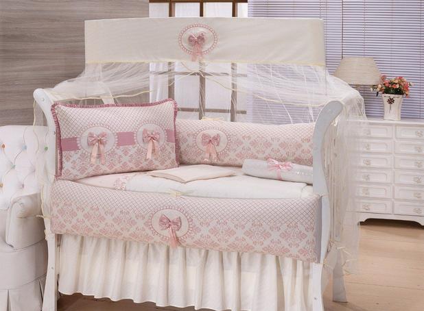 Kit Berço 11 Peças C/ Saia E Almofada - Fascinação - Mariana baby confecções Menor preço em Kit Berço 11 Peças C/ Saia E Almofada - Fascinação - Mariana baby confecções