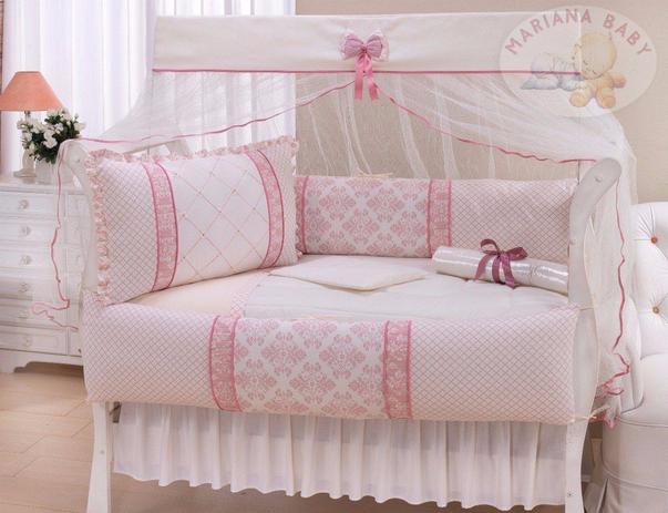 Kit Berço 11 Peças Com Cortina E Amamentação - Charme - Mariana baby confecções Menor preço em Kit Berço 11 Peças Com Cortina E Amamentação - Charme - Mariana baby confecções