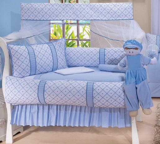 Kit Berço 11 Peças Com Saia E Boneco Porta Fraldas - Luxuoso - Mariana baby confecções Menor preço em Kit Berço 11 Peças Com Saia E Boneco Porta Fraldas - Luxuoso - Mariana baby confecções
