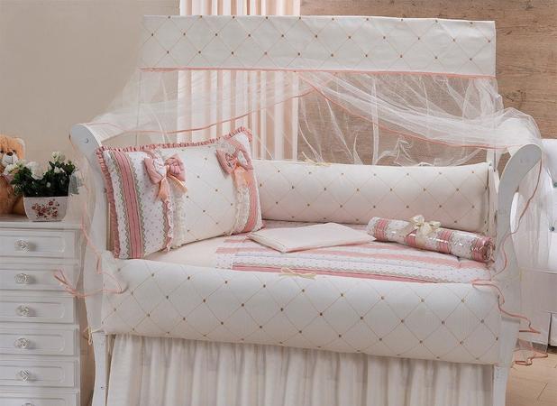 Kit Berço 11 Peças Com Saia E Cortina - Essence - Mariana baby confecções Menor preço em Kit Berço 11 Peças Com Saia E Cortina - Essence - Mariana baby confecções