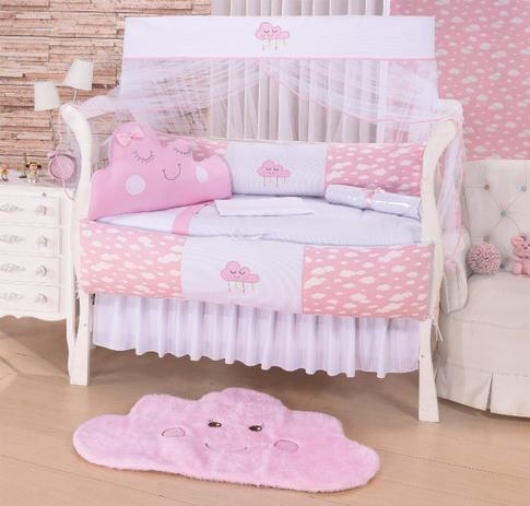 Kit Berço 11 Peças - Com Tapete E Cortina - Nuvem - Mariana baby confecções Menor preço em Kit Berço 11 Peças - Com Tapete E Cortina - Nuvem - Mariana baby confecções