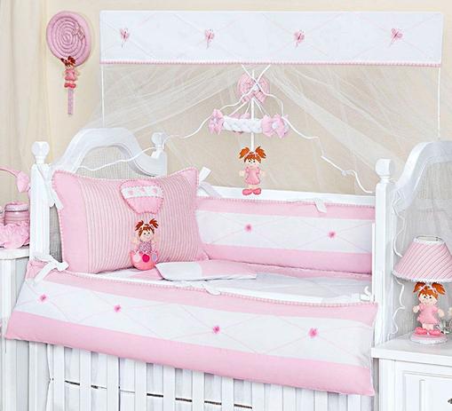 Kit Berço 8 Peças Luxo Menina Balão Listra Flores - Talismã Menor preço em Kit Berço 8 Peças Luxo Menina Balão Listra Flores - Talismã