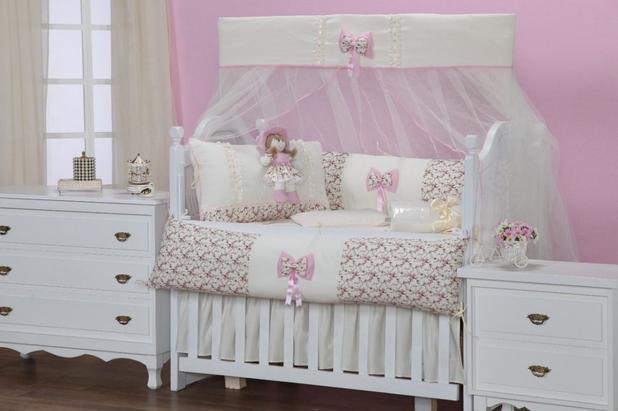 Kit Berço 9 Peças - Bia - Mariana baby confecções Menor preço em Kit Berço 9 Peças - Bia - Mariana baby confecções
