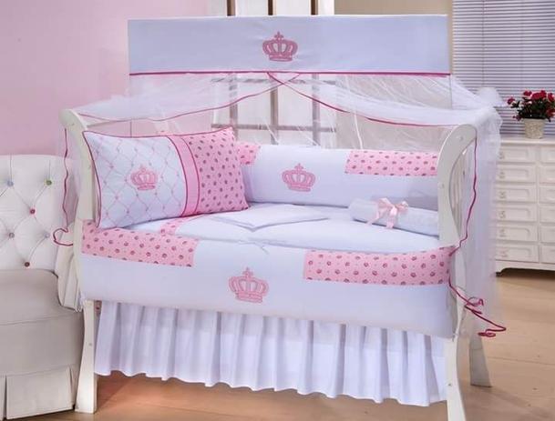 Kit Berço 9 Peças - Pérola Rosa - Mariana baby confecções Menor preço em Kit Berço 9 Peças - Pérola Rosa - Mariana baby confecções