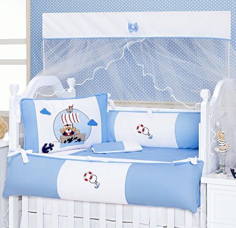Kit Berço 9 Peças Top Urso Marinheiro Barco Âncora Nuvens - Talismã Menor preço em Kit Berço 9 Peças Top Urso Marinheiro Barco Âncora Nuvens - Talismã