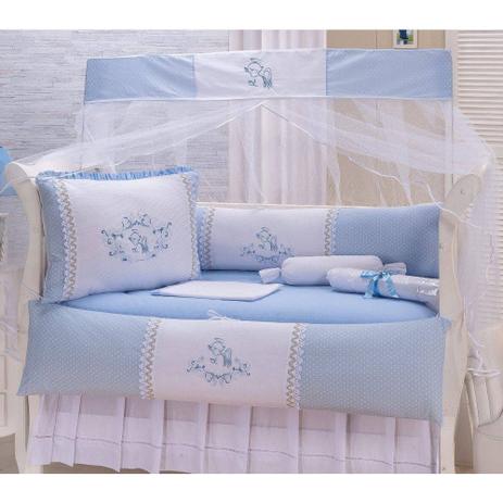 Kit Berço Americano 10 peças 100 Algodão Carinha de Anjo Azul - I9 baby Menor preço em Kit Berço Americano 10 peças 100 Algodão Carinha de Anjo Azul - I9 baby