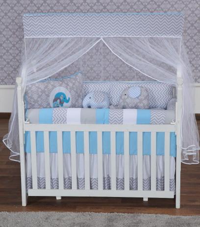 Kit Berço Americano 10 peças Elefantinhos Azul - I9 baby Menor preço em Kit Berço Americano 10 peças Elefantinhos Azul - I9 baby