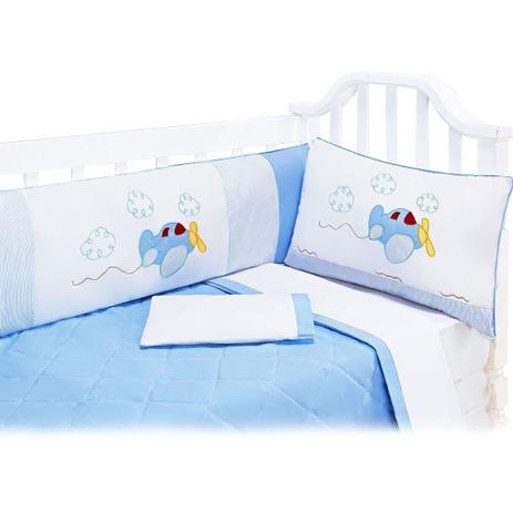 Kit Berço Americano Avião Azul 9 peças - Bebê enxovais Menor preço em Kit Berço Americano Avião Azul 9 peças - Bebê enxovais