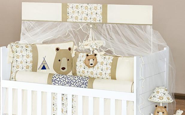 Kit Berço Americano e Nacional Luxo Urso Cabaninha - Sônia enxovais Menor preço em Kit Berço Americano e Nacional Luxo Urso Cabaninha - Sônia enxovais