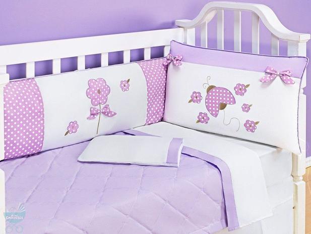 Kit Berço Americano Joaninha Lilás 9 peças - Bebê enxovais Menor preço em Kit Berço Americano Joaninha Lilás 9 peças - Bebê enxovais