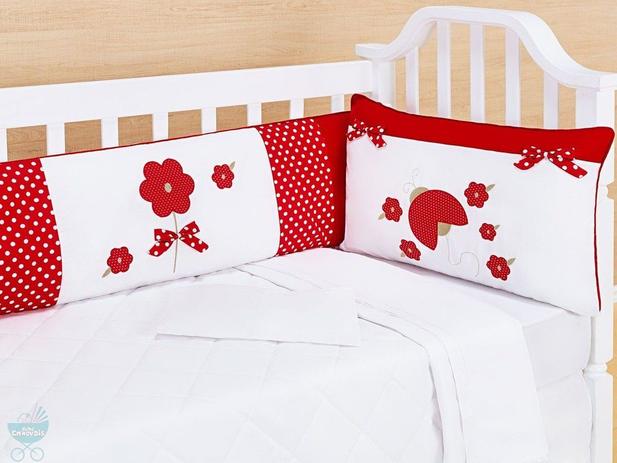 Kit Berço Americano Joaninha Vermelho 9 peças - Bebê enxovais Menor preço em Kit Berço Americano Joaninha Vermelho 9 peças - Bebê enxovais