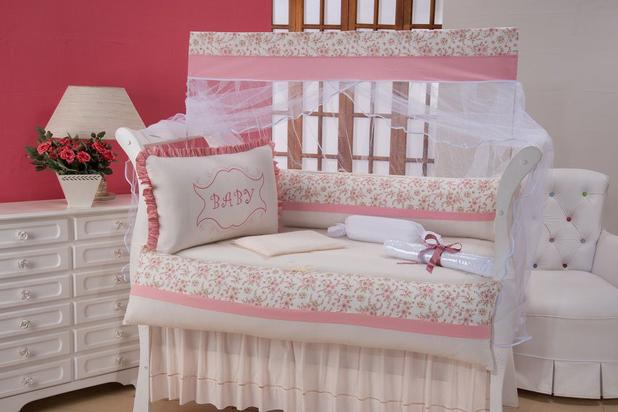 Kit Berço Americano/Nacional Baby Palha e Rosê - 10 Peças - Sônia enxovais Menor preço em Kit Berço Americano/Nacional Baby Palha e Rosê - 10 Peças - Sônia enxovais
