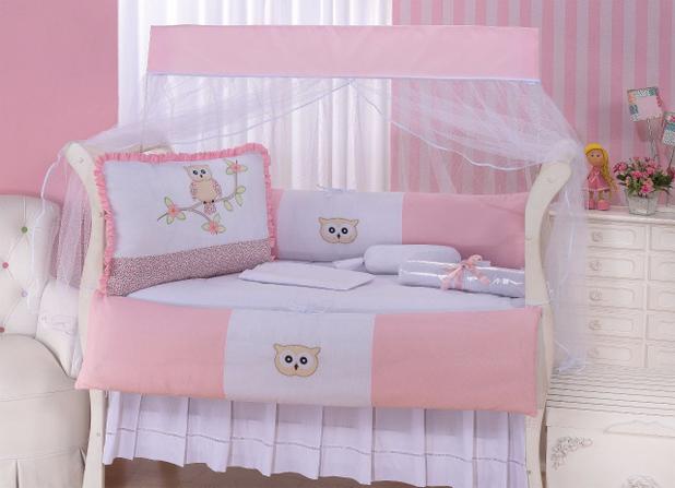 Kit Berço Americano/Nacional Corujinha Rosa - 10 Peças - Sônia enxovais Menor preço em Kit Berço Americano/Nacional Corujinha Rosa - 10 Peças - Sônia enxovais