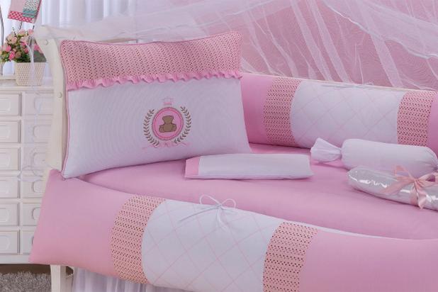Kit Berço Americano/Nacional Menina 100% Algodão Ursa Real Rosa- 10 Peças - Sônia enxovais Menor preço em Kit Berço Americano/Nacional Menina 100% Algodão Ursa Real Rosa- 10 Peças - Sônia enxovais