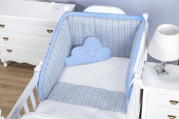 Kit Berço Americano Ninar Luxo Infanto Xadrez Azul - Sônia enxovais Menor preço em Kit Berço Americano Ninar Luxo Infanto Xadrez Azul - Sônia enxovais