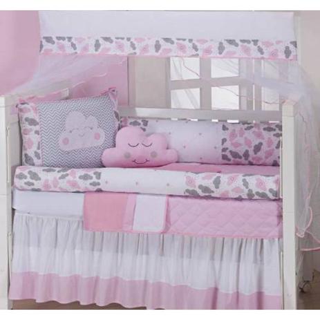 Kit Berço Americano Nuvenzinha 9 Peças Feminino Nuvem Rosa - Re9casa Menor preço em Kit Berço Americano Nuvenzinha 9 Peças Feminino Nuvem Rosa - Re9casa