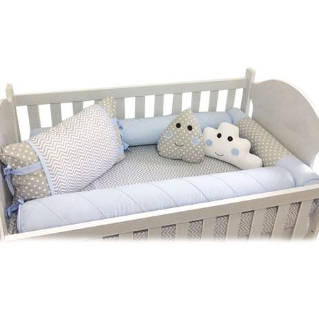 Kit Berço Americano Rolinho Nuvem Azul 10 peças - Bebê enxovais Menor preço em Kit Berço Americano Rolinho Nuvem Azul 10 peças - Bebê enxovais