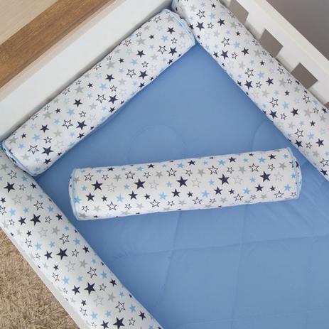 Kit Berço americano Rolinhos 100% Algodão Estrelinha Azul - 9 peças - I9 Baby Menor preço em Kit Berço americano Rolinhos 100% Algodão Estrelinha Azul - 9 peças - I9 Baby