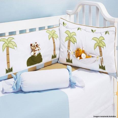 Kit Berço Americano Safári Azul 8 peças - Bebê enxovais Menor preço em Kit Berço Americano Safári Azul 8 peças - Bebê enxovais