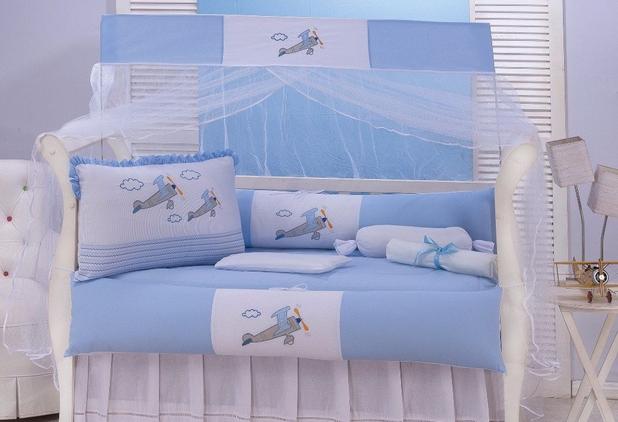 Kit Berço Aviãozinho Azul 11 Peças - Sônia enxovais Menor preço em Kit Berço Aviãozinho Azul 11 Peças - Sônia enxovais
