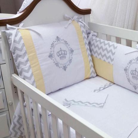 kit berço bordado 09 peças baby art chevron cinza amarelo - Paulinha baby Menor preço em kit berço bordado 09 peças baby art chevron cinza amarelo - Paulinha baby