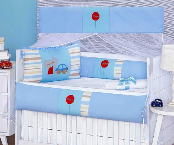 Kit Berço Carrinho Azul Claro para menino 9 Peças - Marias enxoval Menor preço em Kit Berço Carrinho Azul Claro para menino 9 Peças - Marias enxoval