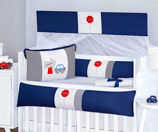 Kit Berço Carrinho Azul Marinho para Menino 9 Peças - Marias enxoval Menor preço em Kit Berço Carrinho Azul Marinho para Menino 9 Peças - Marias enxoval