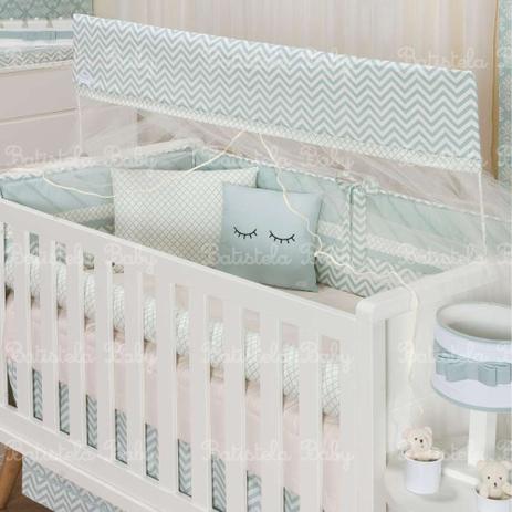 Menor preço em Kit Berço Chevron Padrão Americano 10 Peças Verde Malva - Batistela Baby