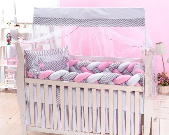 Kit Berço Chevron Trançado menina 11 Peças - Marias enxoval Menor preço em Kit Berço Chevron Trançado menina 11 Peças - Marias enxoval