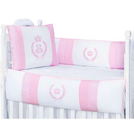 Kit Berço Coroa Padrão Americano 09 Peças Rosa - Giz de Cor Menor preço em Kit Berço Coroa Padrão Americano 09 Peças Rosa - Giz de Cor