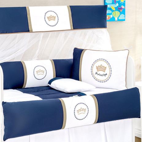 Kit Berço Coroa Príncipe Azul Marinho Menino 8 Peças - Nicoli ferri Menor preço em Kit Berço Coroa Príncipe Azul Marinho Menino 8 Peças - Nicoli ferri