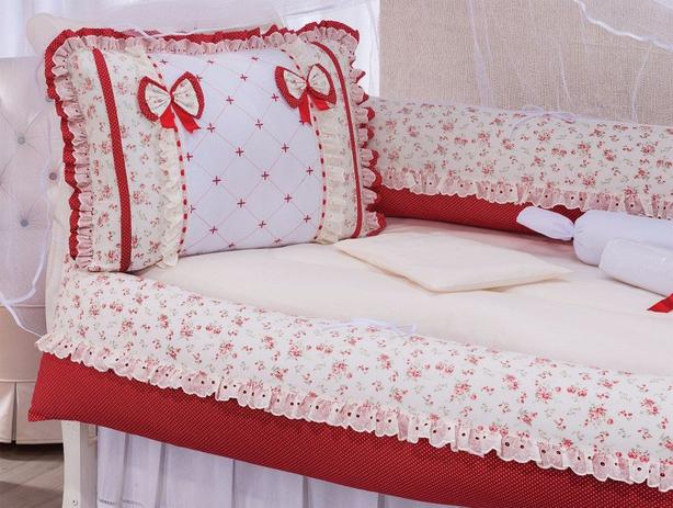 Kit Berço Delicate Vermelho 9 Peças - Imperial baby Menor preço em Kit Berço Delicate Vermelho 9 Peças - Imperial baby