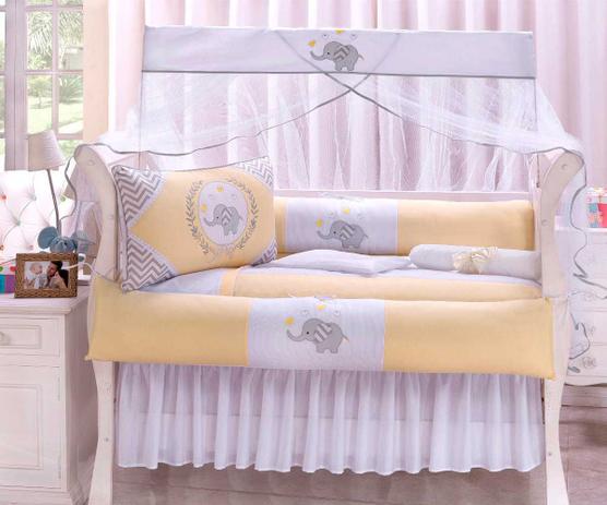 Kit Berço Elefante Chevron Amarelo 9 Peças - Marias enxoval Menor preço em Kit Berço Elefante Chevron Amarelo 9 Peças - Marias enxoval