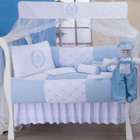 Kit Berço Glamour 10 peças - Realeza Azul - Laura baby Menor preço em Kit Berço Glamour 10 peças - Realeza Azul - Laura baby