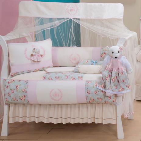 Kit Berço Glamour 10 peças - Ursa Realeza Floral - Laura baby Menor preço em Kit Berço Glamour 10 peças - Ursa Realeza Floral - Laura baby