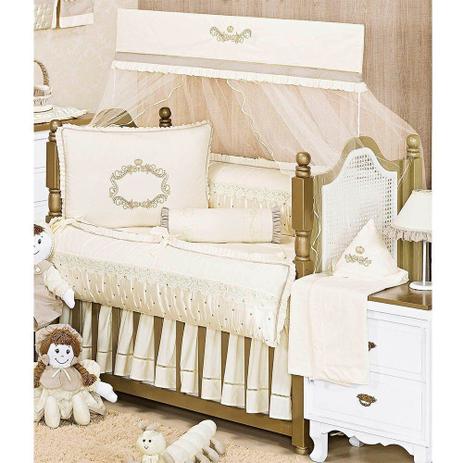 Kit Berço Imperial 100 Algodão 09 peças Cáqui - Giz de Cor Menor preço em Kit Berço Imperial 100 Algodão 09 peças Cáqui - Giz de Cor