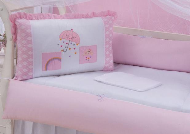 Kit Berço Menina Chuva de Benção Rosa 7 Peças - Imperial baby Menor preço em Kit Berço Menina Chuva de Benção Rosa 7 Peças - Imperial baby