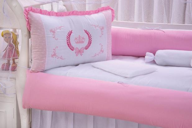 Kit Berço Menina Coroinha Rosa 9 Peças - Imperial baby Menor preço em Kit Berço Menina Coroinha Rosa 9 Peças - Imperial baby