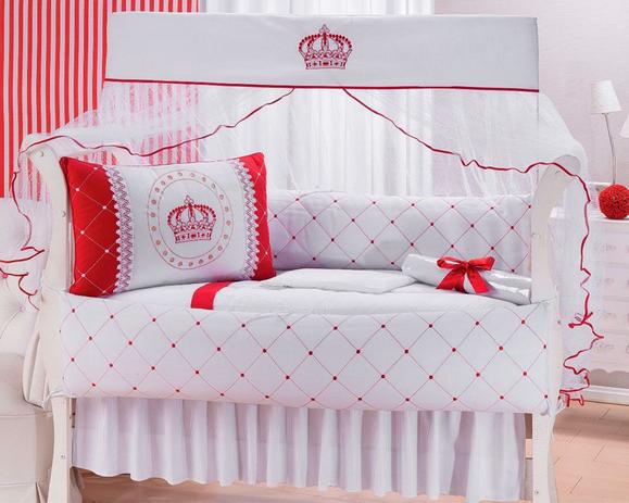 Kit Berço Menina Vermelho Conde 10 peças - Marias Enxoval Menor preço em Kit Berço Menina Vermelho Conde 10 peças - Marias Enxoval