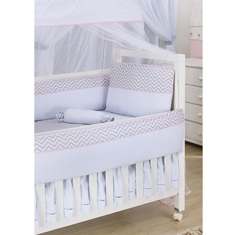 Kit Berço Nervura 10 peças - Chevron Rosa - Laura baby Menor preço em Kit Berço Nervura 10 peças - Chevron Rosa - Laura baby