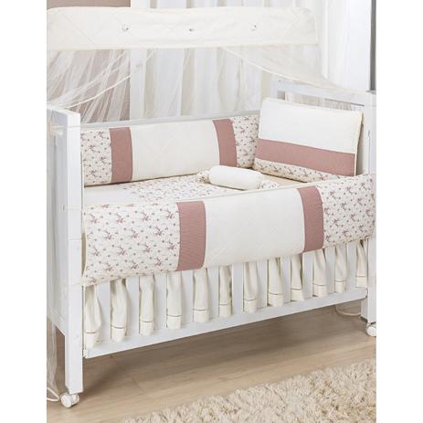 Kit Berço Nervura 10 peças - Floral Ferrugem - Laura baby Menor preço em Kit Berço Nervura 10 peças - Floral Ferrugem - Laura baby